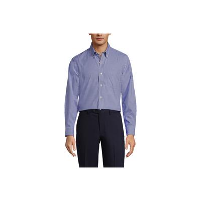 Men's Solid Stretch No Iron Supima Pinpoint Buttondown Collar Dress Shirt - Lands' End - Blue - 15 32