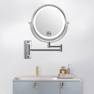 Ivy Bronx Cassidey Lighted Magnifying Makeup Mirror Metal in Gray, Size 12.01 H x 16.81 W x 1.01 D in | Wayfair 572D589A1FCA4A51B3E3795EB0F45372