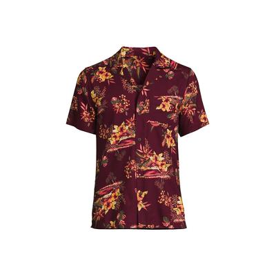 Men's Traditional Fit Short Sleeve Camp Collar Hawaiian Shirt - Lands' End - Red - S