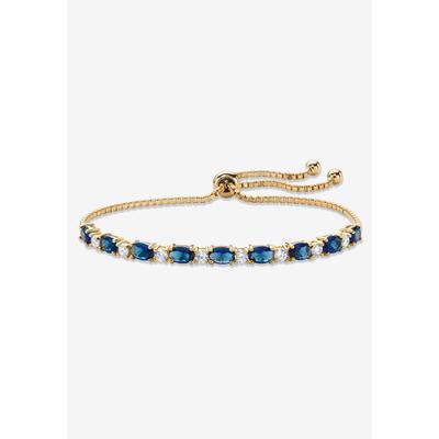 Women's 6.20 Cttw. Simulated Blue Sapphire And Cz Gold-Plated Bolo Bracelet 10