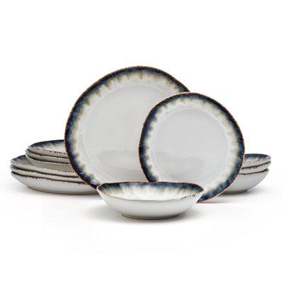 Mikasa Cole 12-Piece Stoneware Dinnerware Set, Service for 4 Ceramic/Earthenware/Stoneware in Black/White | Wayfair 5297380