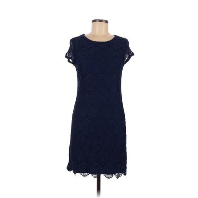 Laundry by Shelli Segal Casual Dress - Shift Crew Neck Short Sleeve: Blue Jacquard Dresses - Women's Size 6