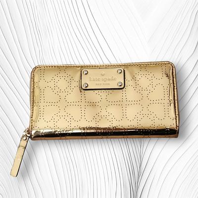 Kate Spade Bags | Kate Spade Metro Spade Neda Continental Zip Wallet, Gold | Color: Gold | Size: Os