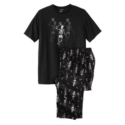 Men's Big & Tall Lightweight Cotton Novelty PJ Set by KingSize in Skeleton Dance (Size 3XL) Pajamas