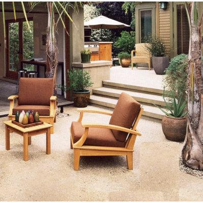 Wildon Home® Kramfors 3 Piece Seating Group w/ Sunbrella Cushions Wood in Brown | Outdoor Furniture | Wayfair 9529F640DBF44F8FB579EB55E95021D0