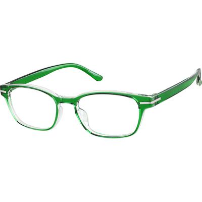 Zenni Women's Rectangle Prescription Glasses Green Plastic Full Rim Frame