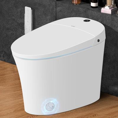 EPLO Smart Bidet Toilet Built in Tank, Auto Open/Close Lid, Elongated Toilet Bidet, Foot Sensor Flush in White | 24 H x 19 W x 31 D in | Wayfair