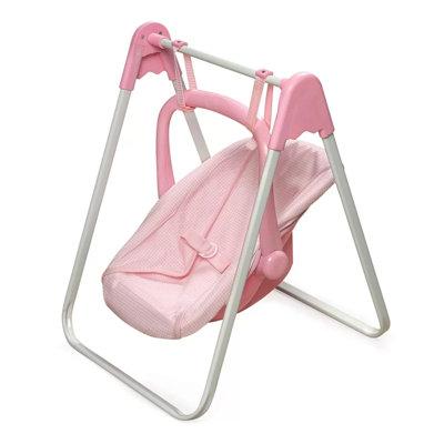 Badger Basket Doll Swing & Carrier in Pink Gingham Metal | Wayfair 01550