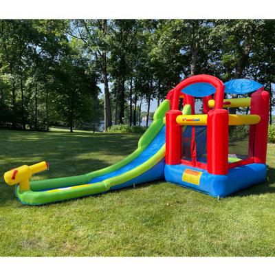 Bounceland Inflatable 8.5' x 17.5' Bounce House Water Slide and Air Blower, Nylon in Blue | Wayfair 9253