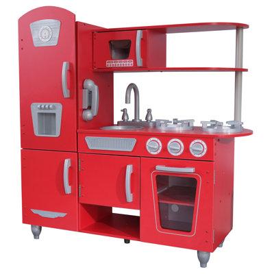 KidKraft Vintage Kitchen Set Manufactu Wood in Red | 34.92 H x 33.07 W x 13.23 D in | Wayfair 53173