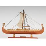 Old Modern Handicrafts Viking Small Model Boat Wood in Brown/Gray | 12.5 H x 15 W x 9 D in | Wayfair B036