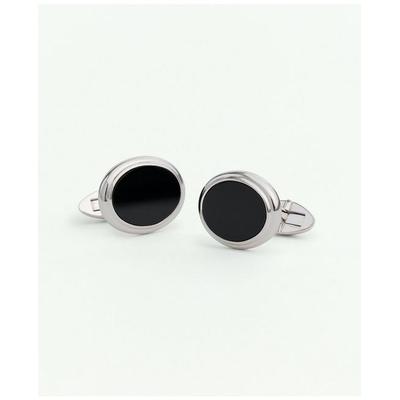 Brooks Brothers Men's Sterling Silver Onyx Oval Rhodium-Plated Cufflinks
