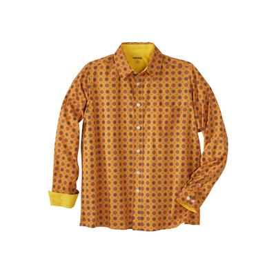 Men's Big & Tall The No-Tuck Casual Shirt by KingSize in Gold Geo (Size 4XL)