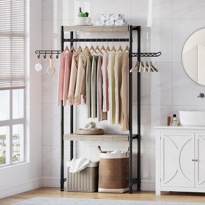 Rebrilliant Maleyna Free-Standing Laundry Room Organizer for Small Place Metal in Black | 74 H x 31 W x 12 D in | Wayfair