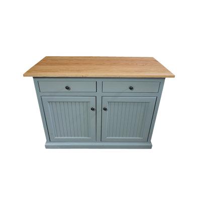 Eagle Furniture Manufacturing Coastal Kitchen Island w/ Butcher Block Top Wood in Blue | Wayfair 72116NGIA