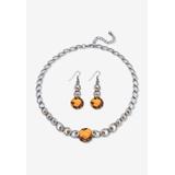 Women's Silver Tone Collar Necklace and Earring Set, Simulated Birthstone by PalmBeach Jewelry in November