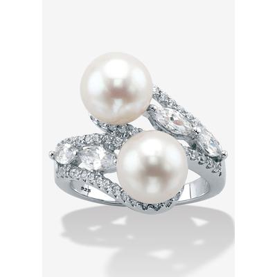 Women's 1.30 Cttw. .925 Sterling Silver Round Freshwater Cultured Pearl Ring (9Mm) by PalmBeach Jewelry in Silver (Size 8)