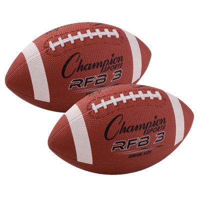 Champion Sports kids Rubber Football, Junior Size, Pack Of 2 Plastic in Brown | 10 H x 7 W x 5.5 D in | Wayfair CHSRFB3-2