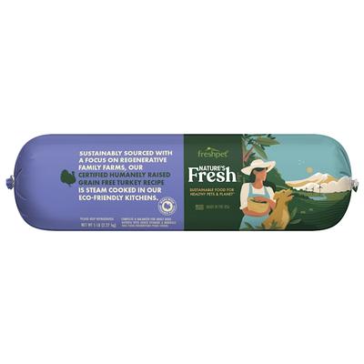 Nature's Fresh Certified Humanely Raised Grain Free Turkey Dog Food Recipe Roll, 5 lbs.