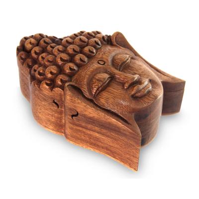 Wood puzzle box, 'Solemn Buddha'
