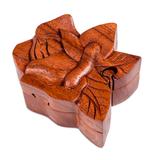 Lotus Secret,'Decorative Wood Puzzle Box with Lotus Motif'