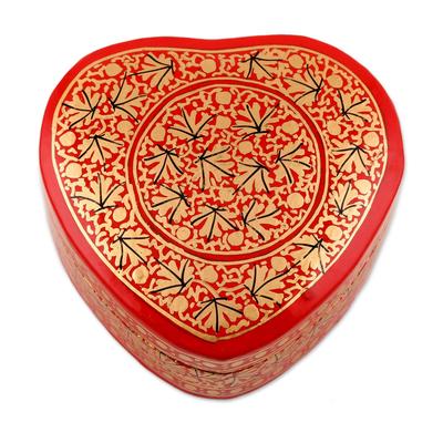 Kashmir Romance,'Chinar Leaf Motif Heart Shaped Decorative Box'