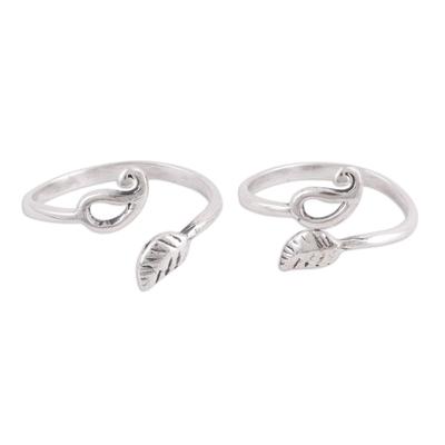 Paisley and Leaf,'Pair of Sterling Toe Rings with Paisley and Leaf Motifs'
