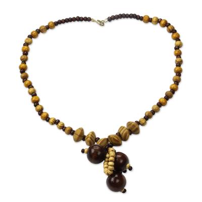 Cluster Together,'Wood Beaded Necklace Handmade in Africa'