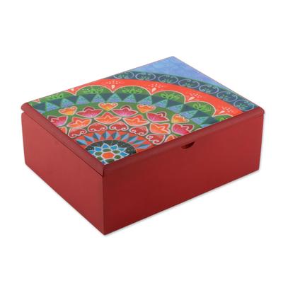 Home Delicacies,'Handcrafted Wood Tea Box in Red from Costa Rica'