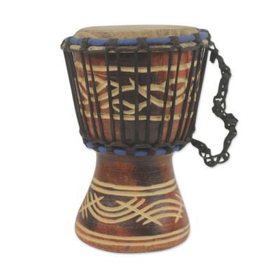Little Brown,'8-inch Handcrafted Brown Wood Djembe Drum'