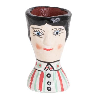 Bianca,'Hand Crafted Mini Ceramic Planter with Face'