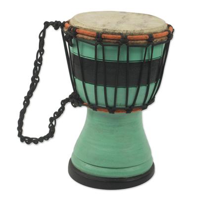 Green Invitation to Peace,'Green Decorative Djembe Drum Artisan Crafted in West Africa'