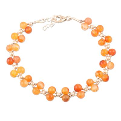 Watch the Sunset,'Carnelian and Sterling Silver Beaded Bracelet'