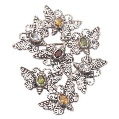 Butterfly Swarm,'Handmade Cast 925 Sterling Silver Butterfly Brooch Pin'