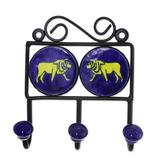 Lion's Roar,'Ceramic Coat Rack Painted with Lion Motifs from India'