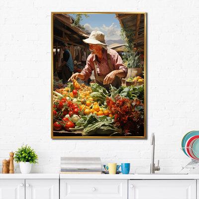 Red Barrel Studio® Food Farmers Market - Farmhouse Wall Art Prints Plastic in Brown/Green/Orange | 44 H x 34 W x 1.5 D in | Wayfair
