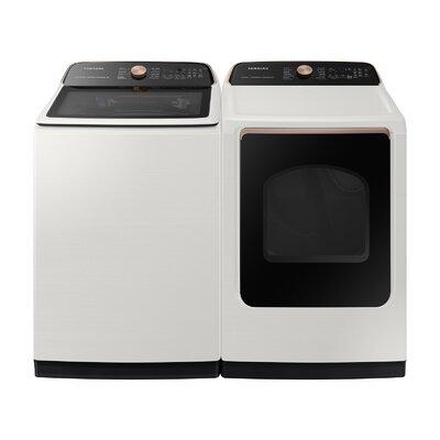 Samsung 5.5 cu. Ft. Top Load Washer w/ 7.4 cu. Ft. Dryer w/ Steam Sanitize+, Stainless Steel in White | 27.56 H x 29.44 W x 45.81 D in | Wayfair