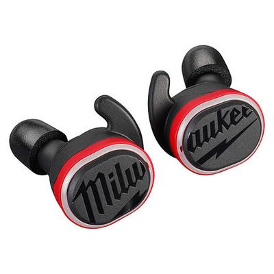 MILWAUKEE TOOL & EQUIPMENT 2191-21 Earbuds,Bluetooth,Black/Red,Cylinder