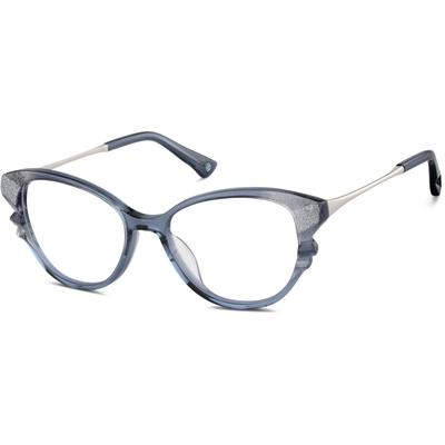 Zenni Women's Cat-Eye Prescription Glasses Blue Mixed Full Rim Frame