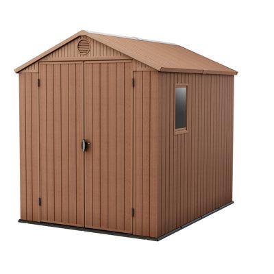 Keter Darwin 6x8 ft. Resin Outdoor Storage Shed w/ Floor for Patio Furniture & Tools in Brown | 87 H x 96 W x 75 D in | Wayfair 259009