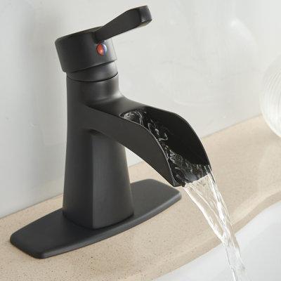 LEPUDAY Single Hole Faucet Single-handle Bathroom Faucet w/ Drain Assembly in Black | 3 H x 5 D in | Wayfair W123BSF7266