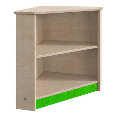 Flash Furniture Bright Beginnings 15 1 2  x 20 1 2  Wooden 2-Shelf Corner Kitchen Cabinet with Lime Green Accent Panel