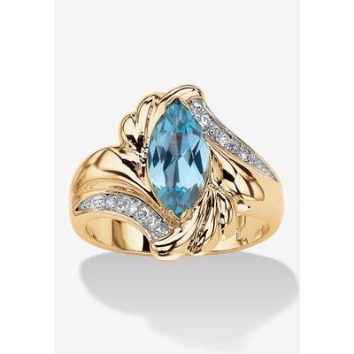 Women's 2.05 Tcw Marquise-Cut Aqua Cubic Zirconia Gold-Plated Bypass Cocktail Ring by PalmBeach Jewelry in Gold (Size 8)