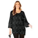 Plus Size Women's Art-To-Wear Blouse by Catherines in Black Multi Dot (Size 0X)