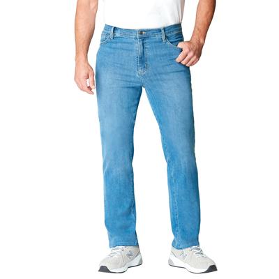 Men's Big & Tall Liberty Blues™ Straight-Fit Stretch 5-Pocket Jeans by Liberty Blues in Light Sanded Wash (Size 60 38)