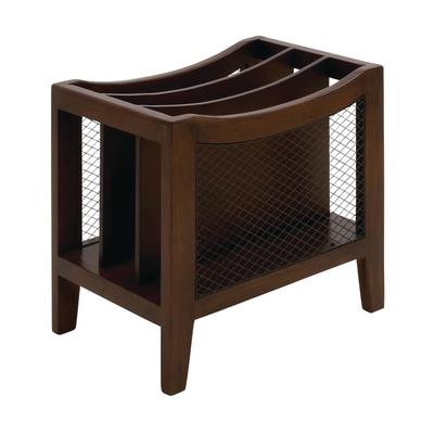 Brown Wood Traditional Magazine Rack Holder Magazine Holder by Quinn Living in Brown