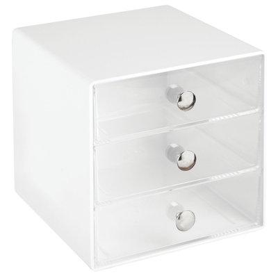 mDesign Plastic Stackable Office Supply Desk Organizer, 3 Drawers/Clear Plastic in White | 6.5 H x 6.5 W x 6.5 D in | Wayfair 09976MDO