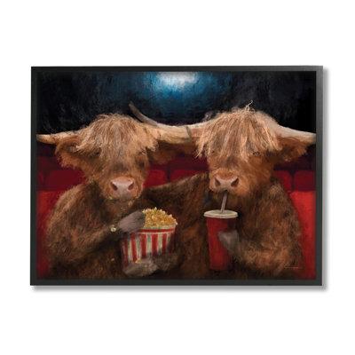 Stupell Industries Cattle In Movie Theater by Kamdon Kreations Wood in Brown | 16 H x 20 W x 1.5 D in | Wayfair ax-684_fr_16x20