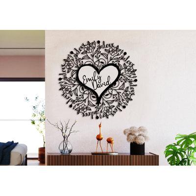 Trinx Heart & Love Sign Customized Metal Wall Art Decor, Personal Text Gift For Valentine's Day & Wedding Plastic in Black | Wayfair
