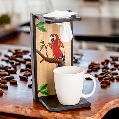 'Painted Nature-Themed Black Single-Serve Drip Coffee Stand'